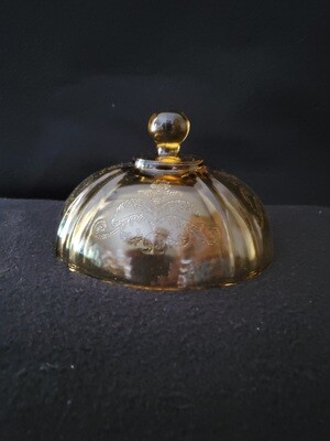 Vintage, Butter Dish Lid ONLY, Madrid Amber Depression Glass by Federal Glass