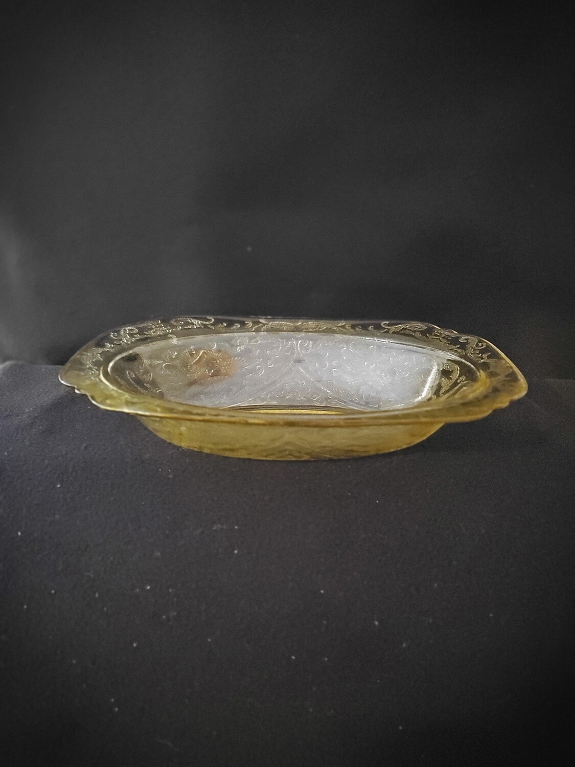 Vintage, Oval Vegetable Serving Bowl 10", Madrid Amber Depression Glass by Federal Glass