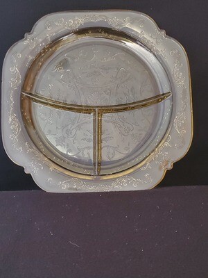 Vintage, Grill Plate 10 1/2", Madrid Amber Depression Glass by Federal Glass