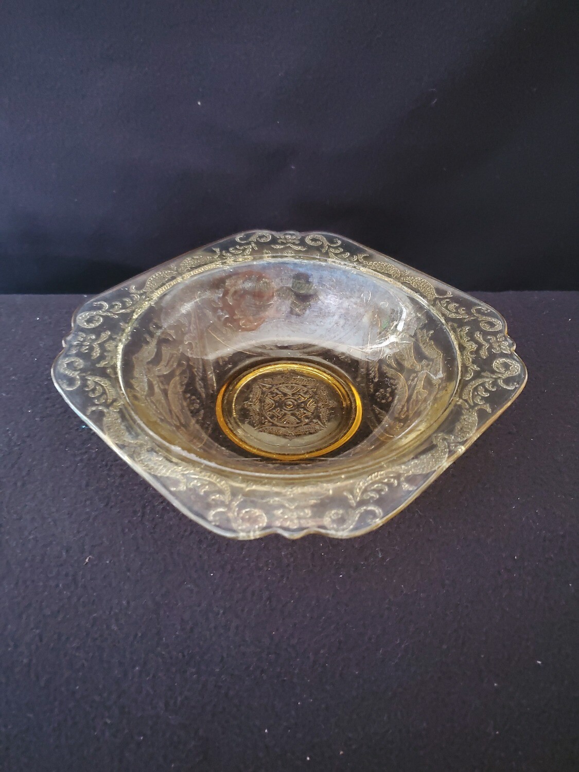 Vintage, Rim Soup Bowl 6 7/8", Madrid Amber Depression Glass by Federal Glass