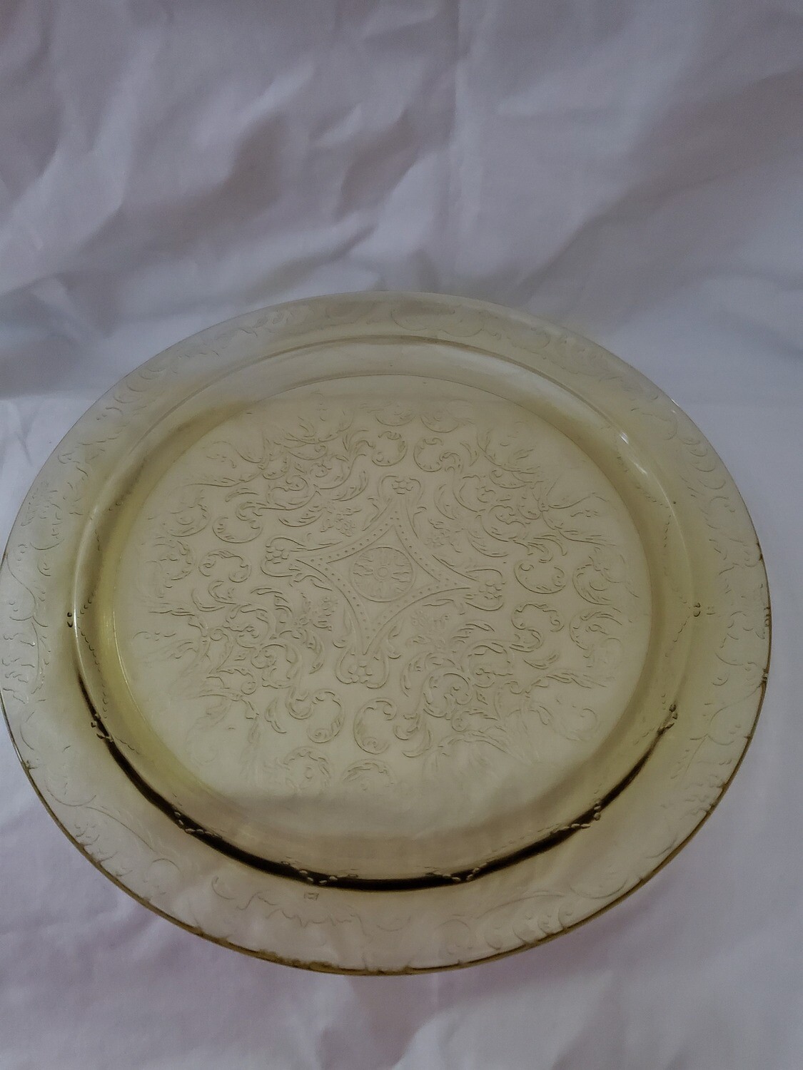 Vintage, Cake Plate 11 1/2"", Madrid Amber Depression Glass by Federal Glass
