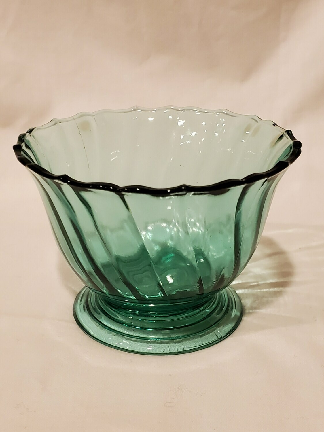 Swirl Ultramarine (Blue Green) Footed Tall Sherbet, 2 5/8&quot; by Jeannette