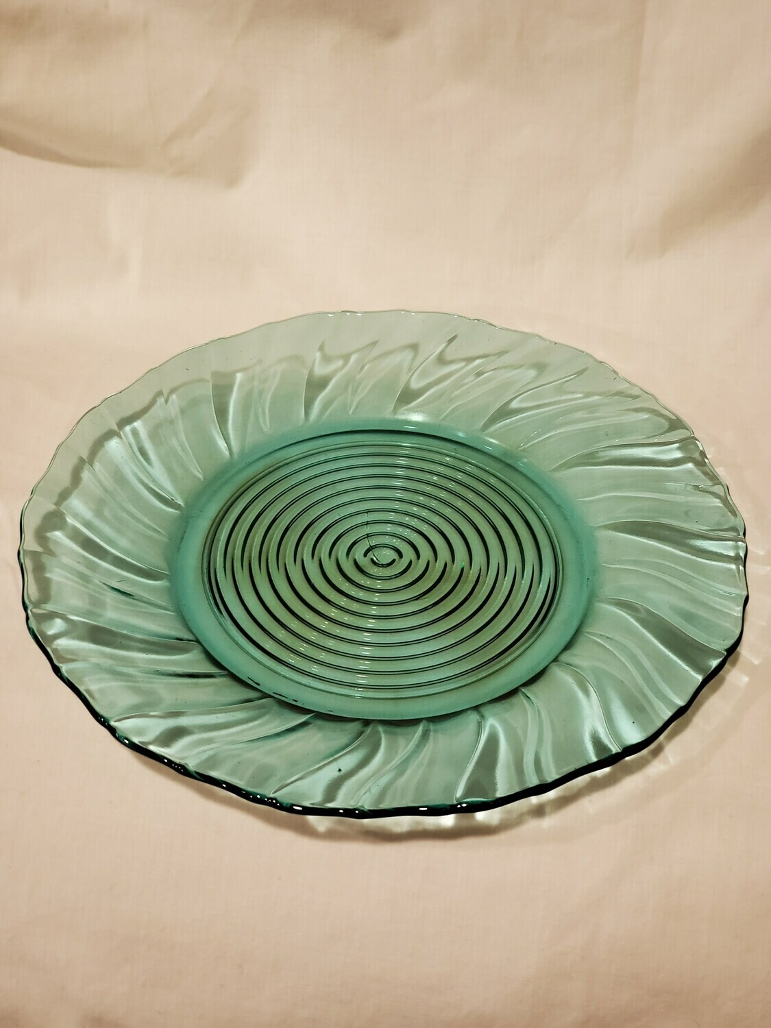 Swirl Ultramarine (Blue Green) Scalloped Sandwich Plate 13 1/4&quot; by Jeannette