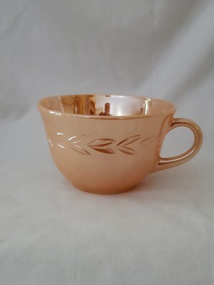 Fire King by Anchor Hocking-Cryst, Peach Lustre Laurel Coffee Cup, 2 3/8"