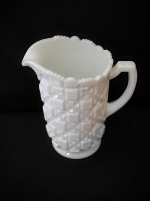 Vintage WESTMORELAND 40 Oz., Water Pitcher 8" OLD QUILT White Milk Glass by Westmoreland