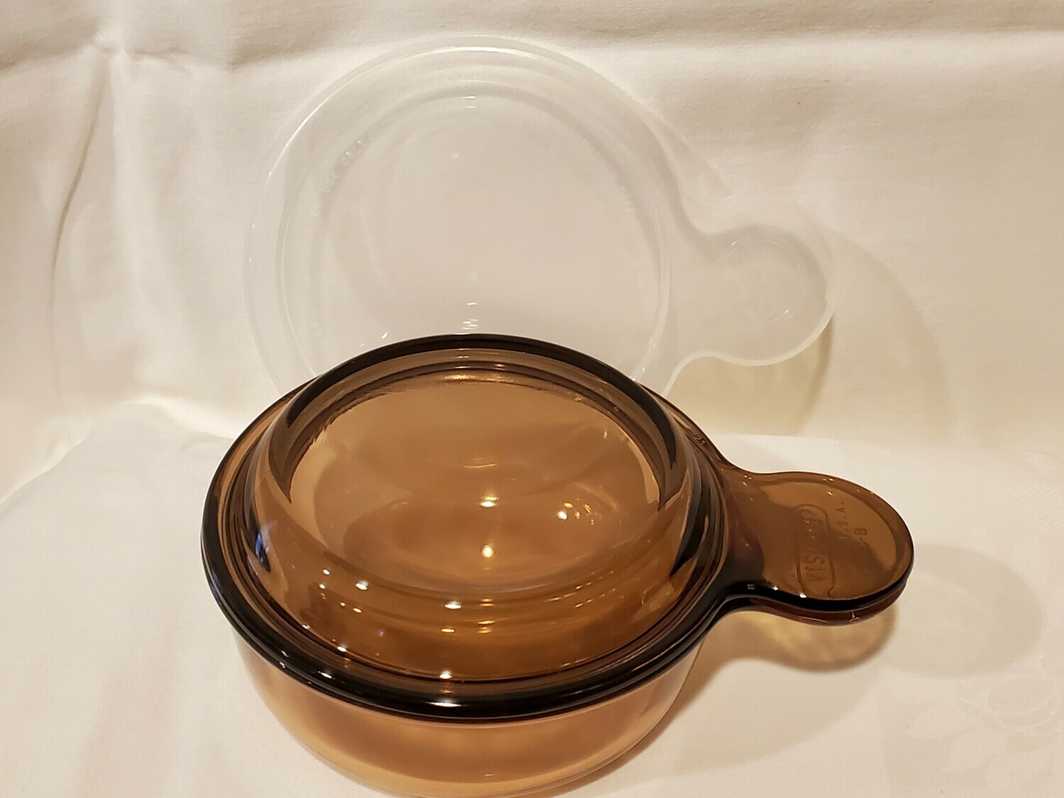 Corning Ware VISIONs, Grab it Bowl W/Glass & Plastic Lid V150-A, Amber