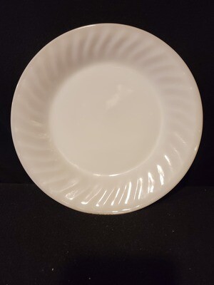 Fire King, Dinner Plate Swirl, Anchor Hocking, White (Smooth Edge) 9 1/8"