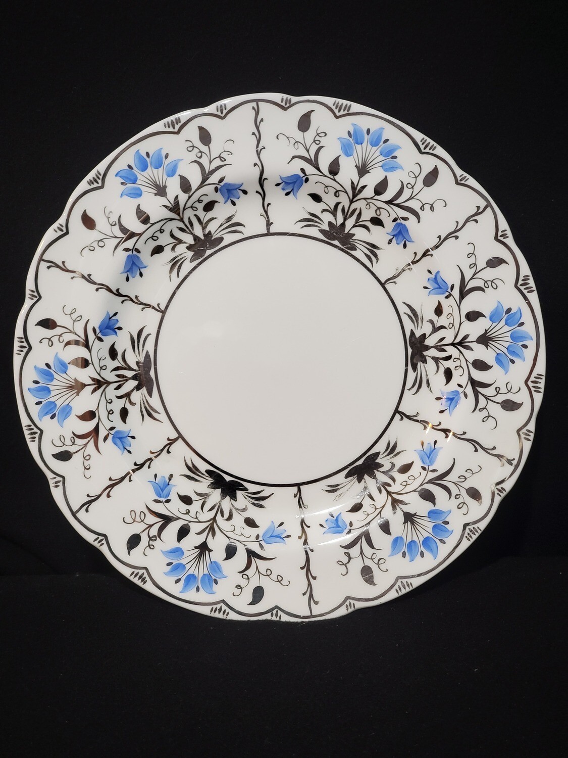 Wedgwood Bone China, Dinner Plate 10 7/8", Papyrus Blue and Silver