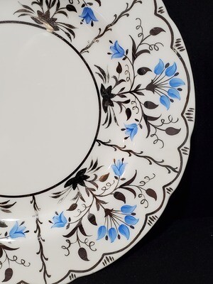 Wedgwood Bone China, Dinner Plate 10 7/8", Papyrus Blue and Silver
