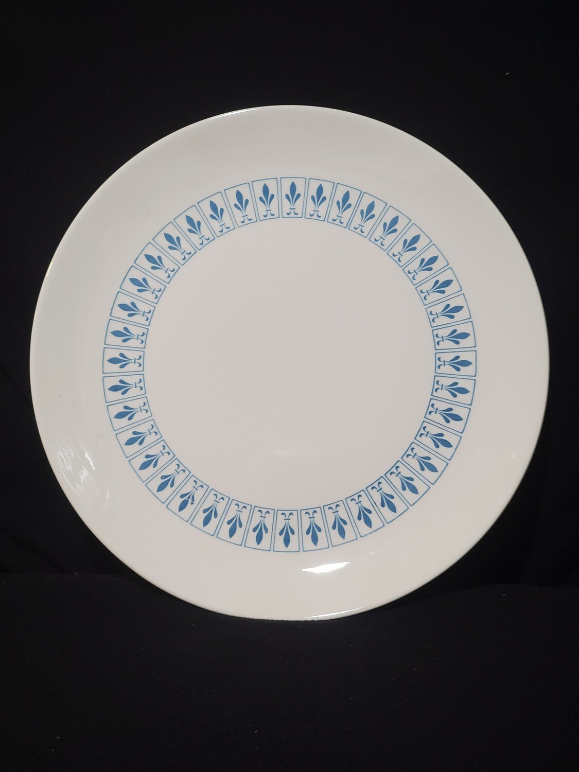 Richelieu by Homer Laughlin, CHOP Plate 12 1/2&quot;, Turquoise Blue, Fleur De Lis