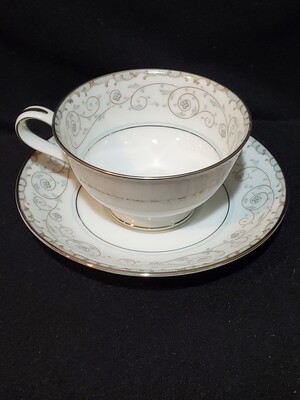 Noritake Bone China, Footed Cup &amp; Saucer, Oxford #5767