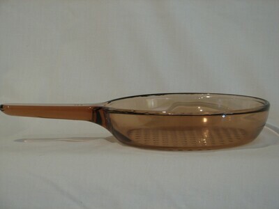 Corning Ware Visions 10 3/4" Fry Pan Skillet, Waffle Bottom, Amber, France