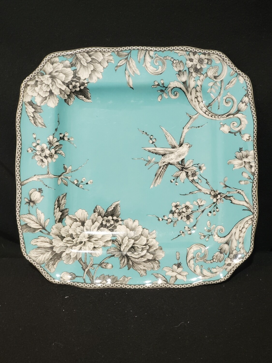 Square Dinner Plate Adelaide Turquoise, 222 Fifth, 11"