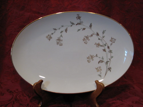 Noritake China 17" Oval Serving Platter, Andrea Pattern #5524