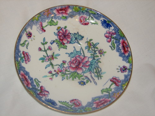 Spode RARE 1900&#39;s Regal Copeland 5.5&quot; Small Bread &amp; Butter Plate Creamware Blue Pink Flowers