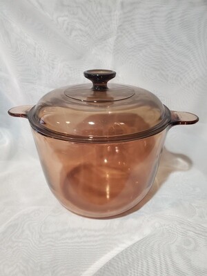 Corning Ware Visions Stew Pot, Dutch Oven 3.5qt W/Lid Amber. France