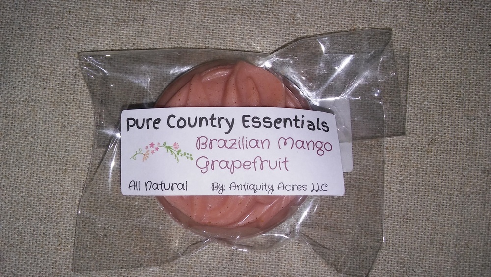 Pure Country Essentials Soap, Castile All Natural Glycerin, Brazilian Mango & Grapefruit Fragrance, Guest Round