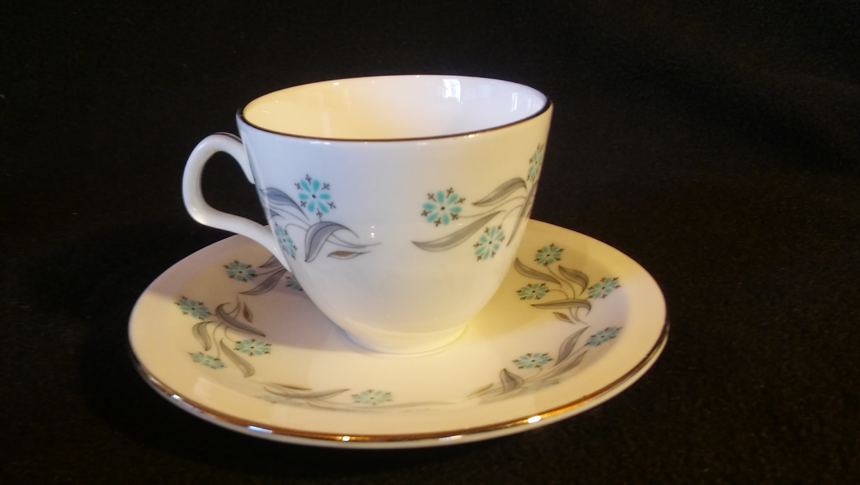 Foley Fine Bone China, Dematisse Cup &amp; Saucer, Prelude Pattern by Maureen Tanner - 3920