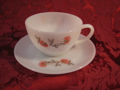 Fire King by Anchor Hocking-Cryst Cup & Saucer