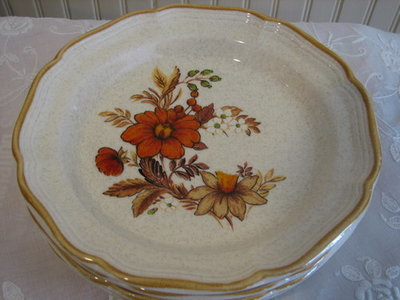 Mikasa Salad Plates, Garden Club, Harvest Bouquet # EC 455, 8" DIA