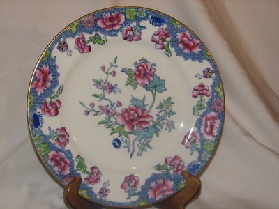 Spode RARE 1900's Regal Copeland 10" Dinner Plate Creamware Blue Pink Flowers