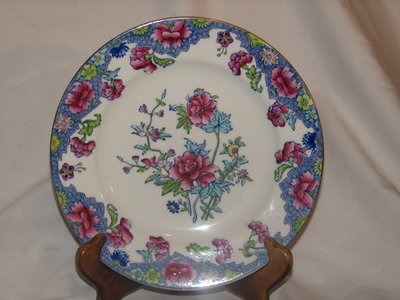 Spode RARE 1900's Regal Copeland 7.75" Salad Plate Creamware Blue Pink Flowers