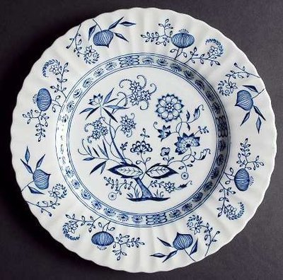 J &amp; G Meakin, Desert Pie Plate, Blue Nordic Onion Pattern