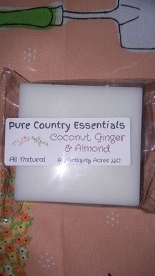 Pure Country Essentials Soap, Aloe Vera Glycerin, Coconut, Ginger & Almond Fragrance, Square