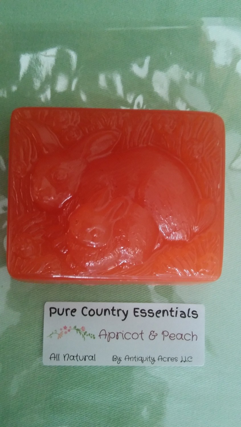 Pure Country Essentials Soap, Carrot Cucumber & Aloe Vera, Apricot & Peach Fragrance, Rectangle Bunny Design