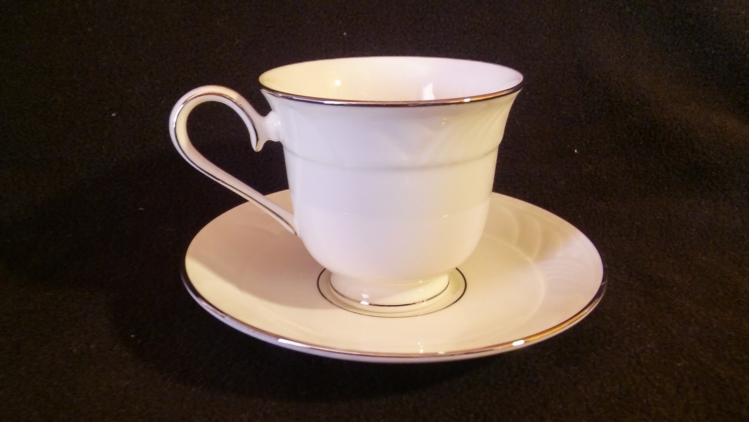 Lenox Footed Cup & Saucer, Sand Dune Platinum Pattern
