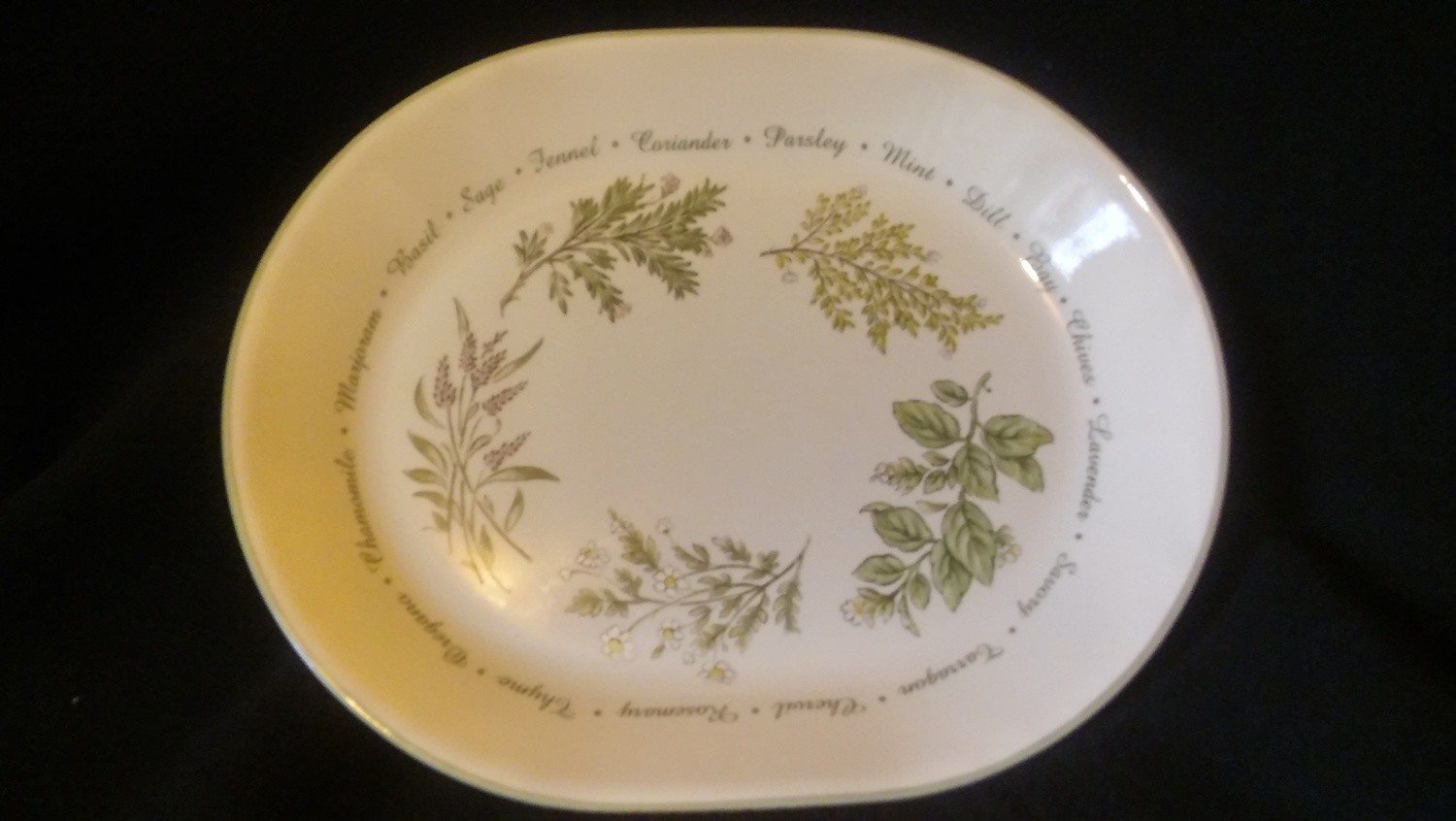 Corelle Corning Oval Serving Platter 12&quot;, Thymeless Herbs Pattern