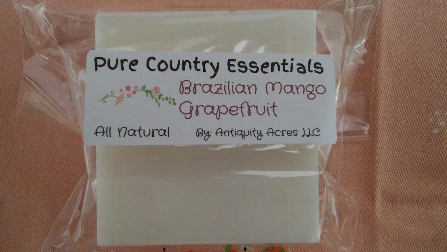 Pure Country Essentials Soap, Cocoa Butter, Brazilian Mango, Grapefruit Fragrance, Square