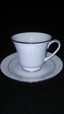 Noritake China, Fidelity Pattern #8003W81, Footed Cup & Saucer Set