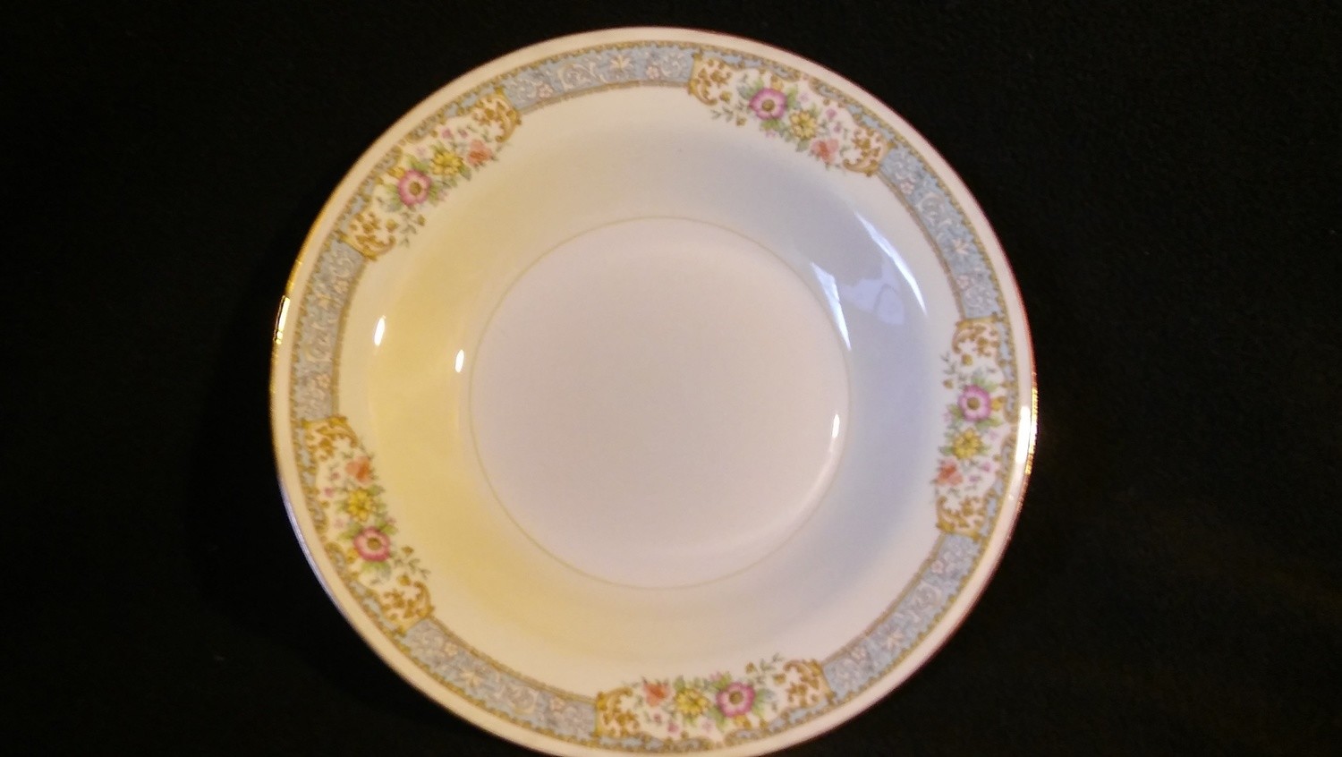 Homer Laughlin, Rim Soup Bowl, Eggshell Nautilus, Blue Dawn Pattern N1691