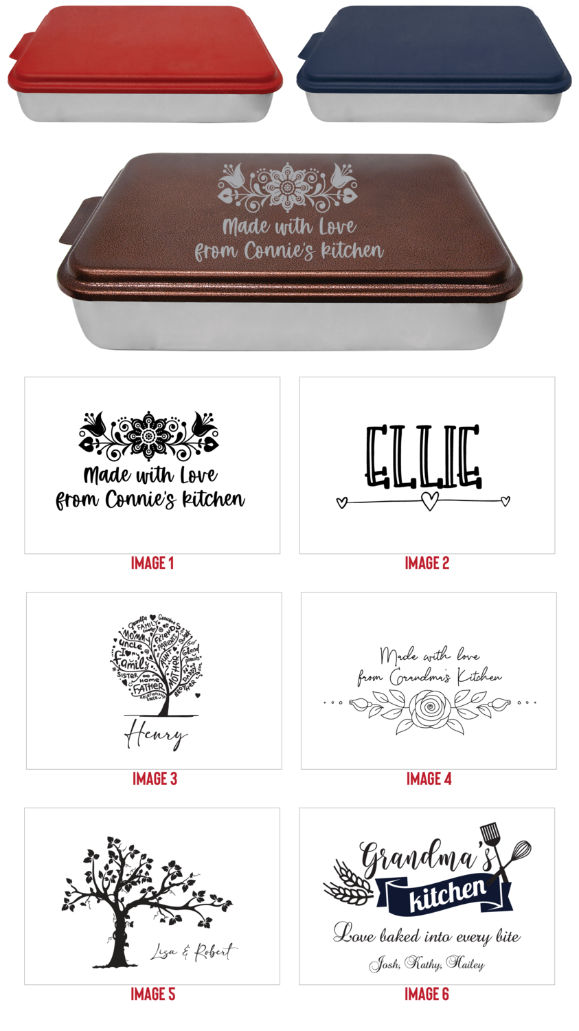 Aluminum Cake Pan with Lid - Name Personalization