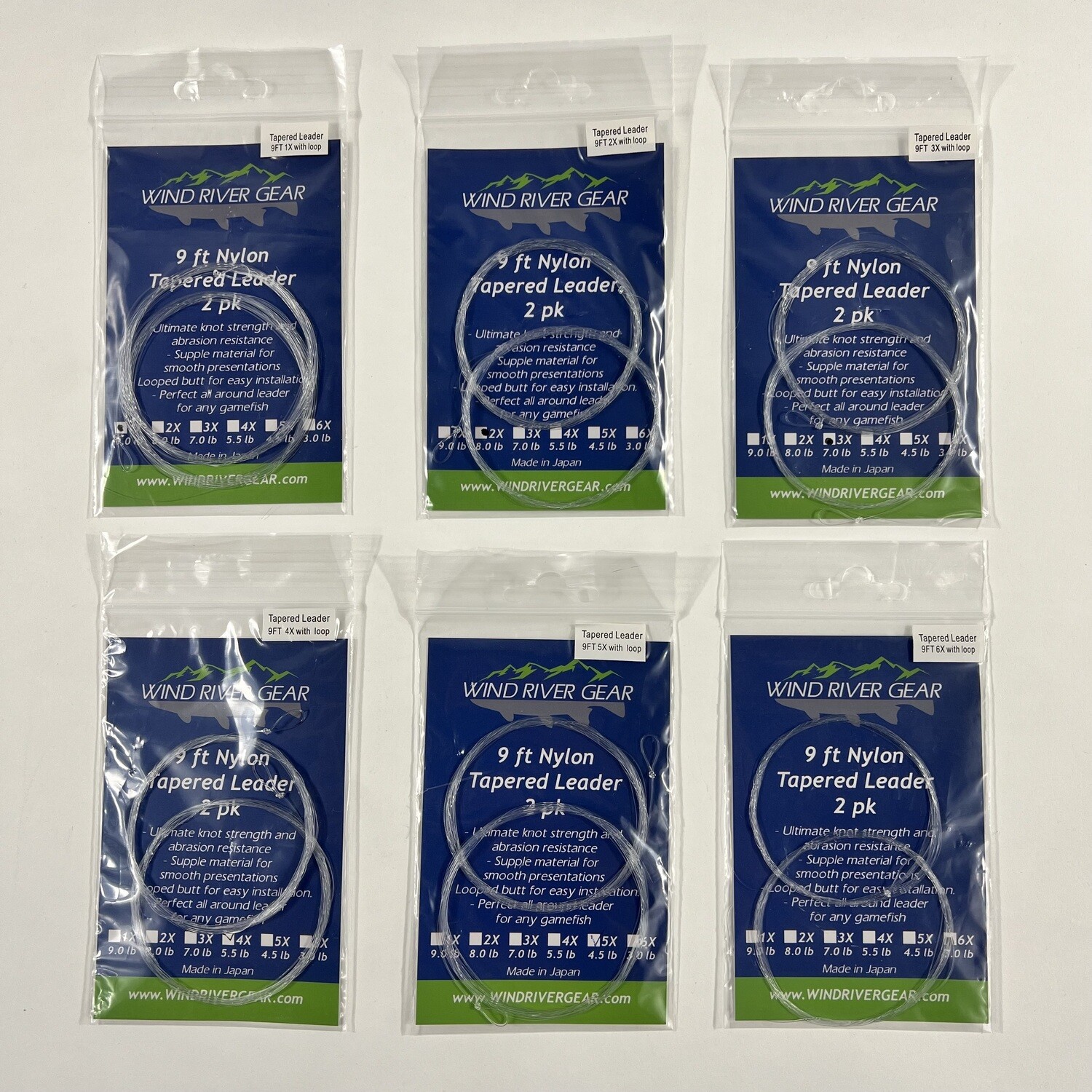 NYLON TAPERED LEADERS 9ft 2pk