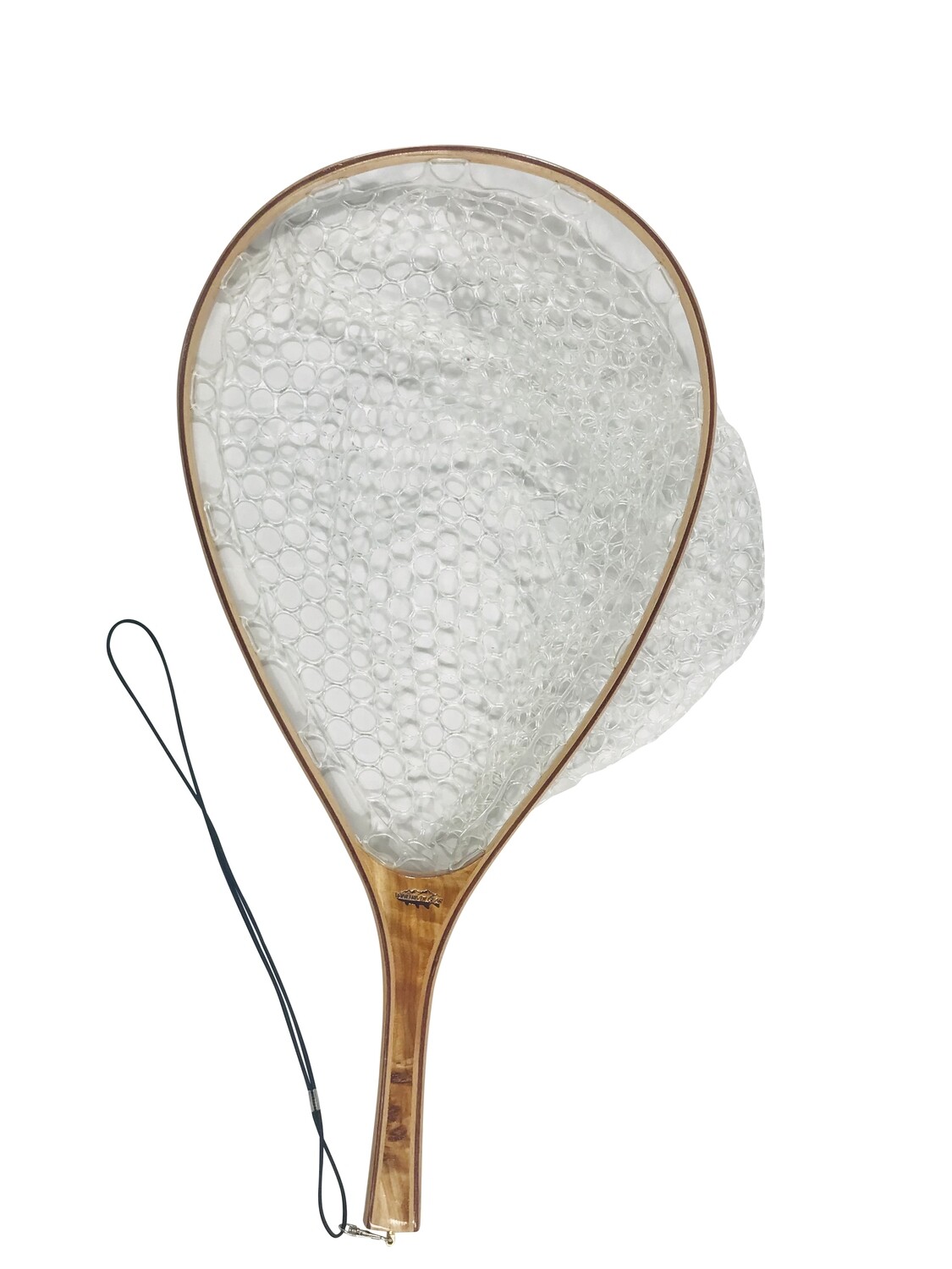 Burl Wood Landing Net w/Rubber Basket 27&quot;