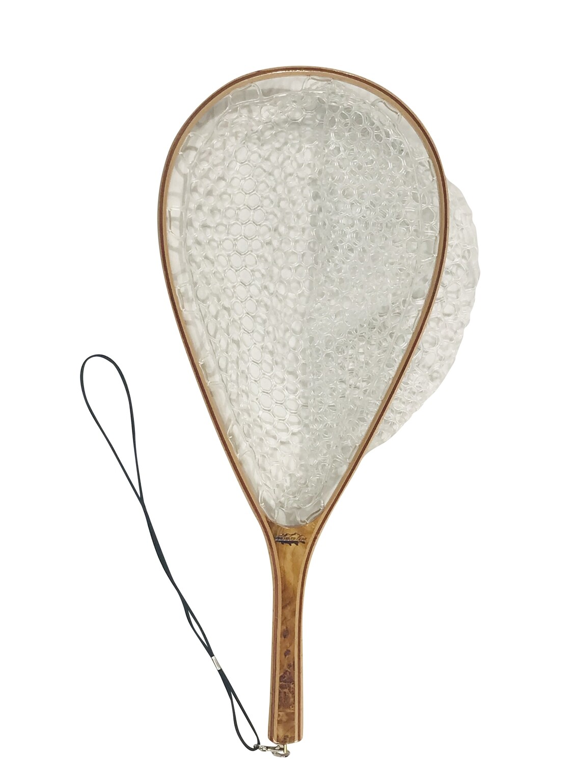 Burl Wood Landing Net w/Rubber Basket 24&quot;