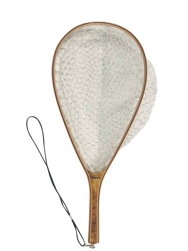 Burl Wood Landing Net w/Rubber Basket 24"