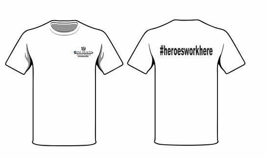 #heroesworkhere" SS Tee with Front Left Chest and Back Print