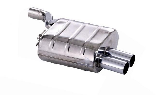 Eisenmann Edelstahl Sportauspuff BMW E39 520i-530i Limo mit M-Technik-Heckschürze 2x76mm rund scharf gerade,