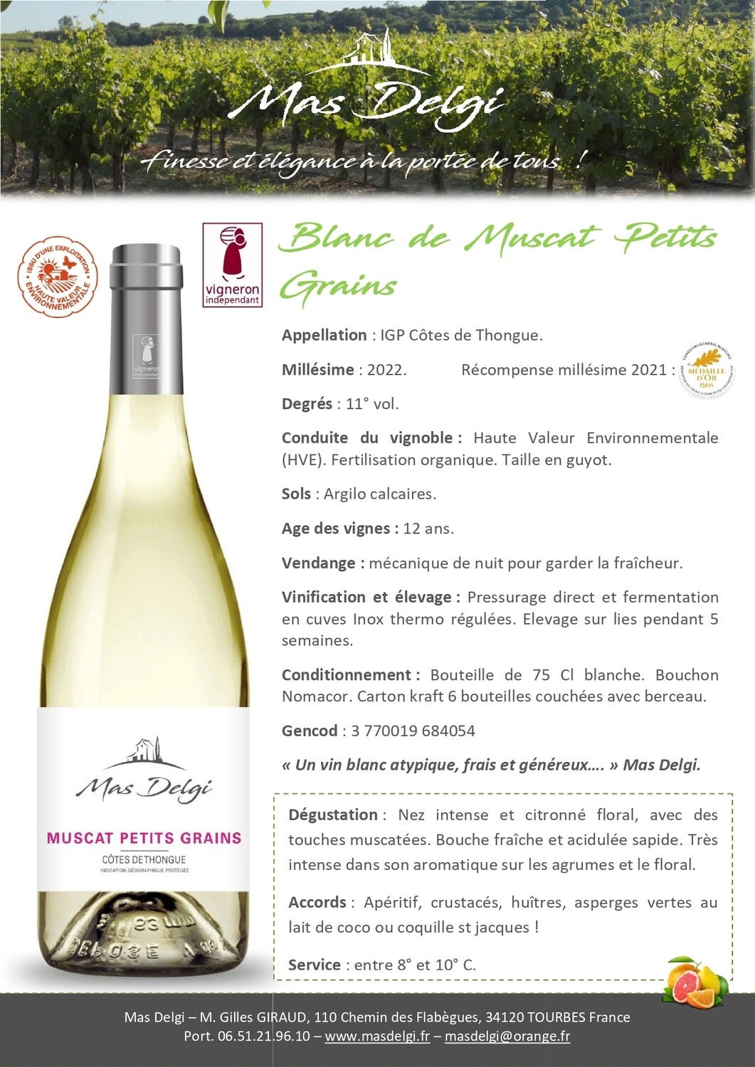 Blanc Muscat Petits Grains 2023