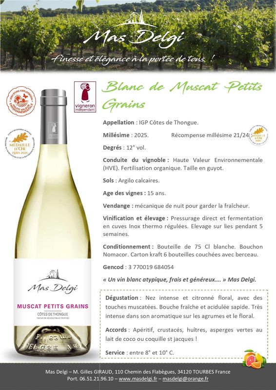 Blanc Muscat Petits Grains 2025