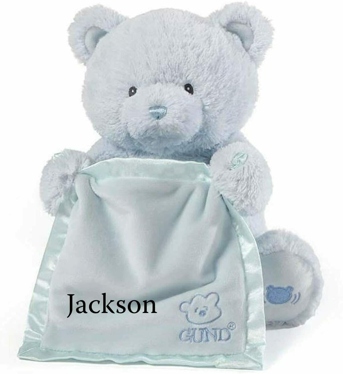Personalized Customized Animated Peek A Boo Bear Monogrammed Embroidered Name Blanket Teddy Bear