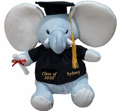 Graduation Plush Elephant Personalized with Graduates name 16 inch