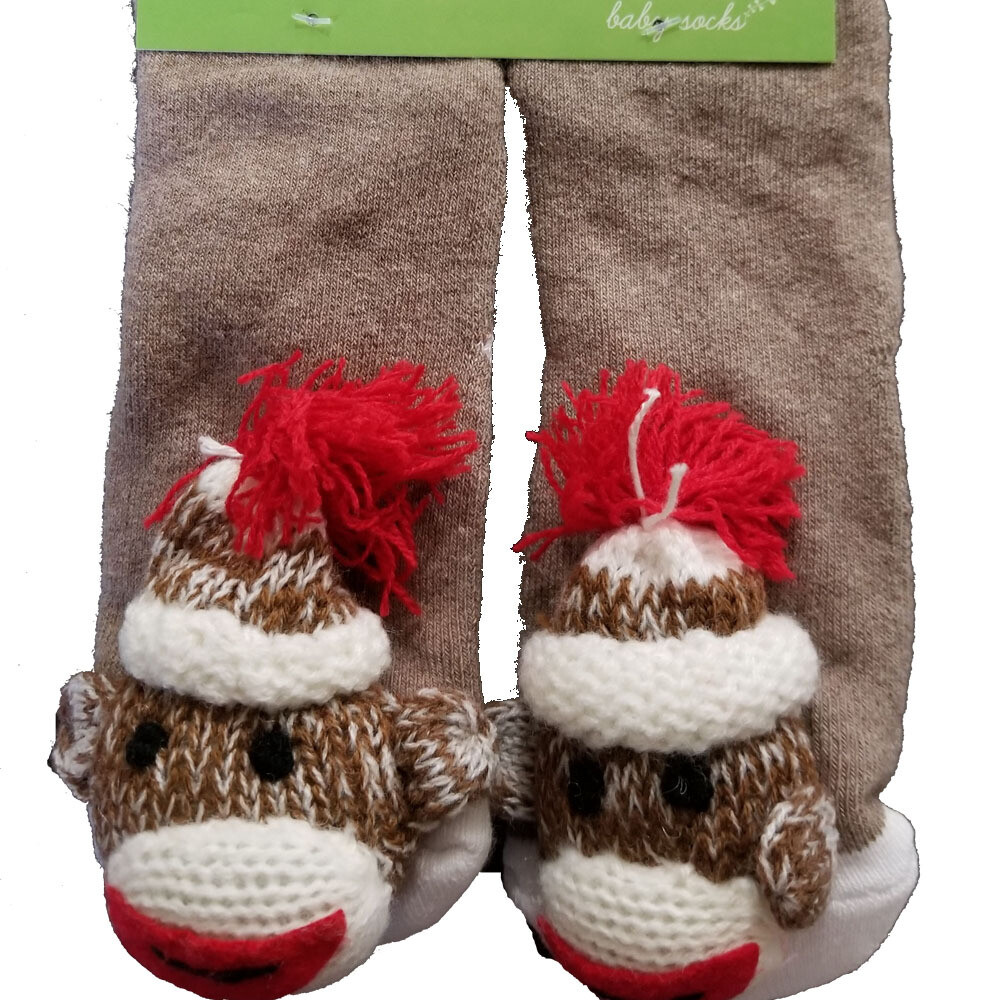 Plush Stuffed Animal Socks Lil Traveler Comfortable Warm Monkey Toddler Discovery Feet Finders