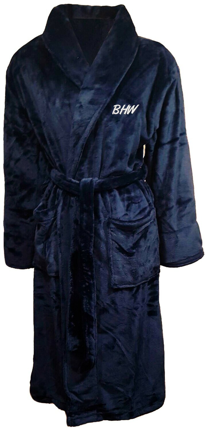 Microfiber Plush Luxury Robe Customize Monogram Personalized (Navy Blue)