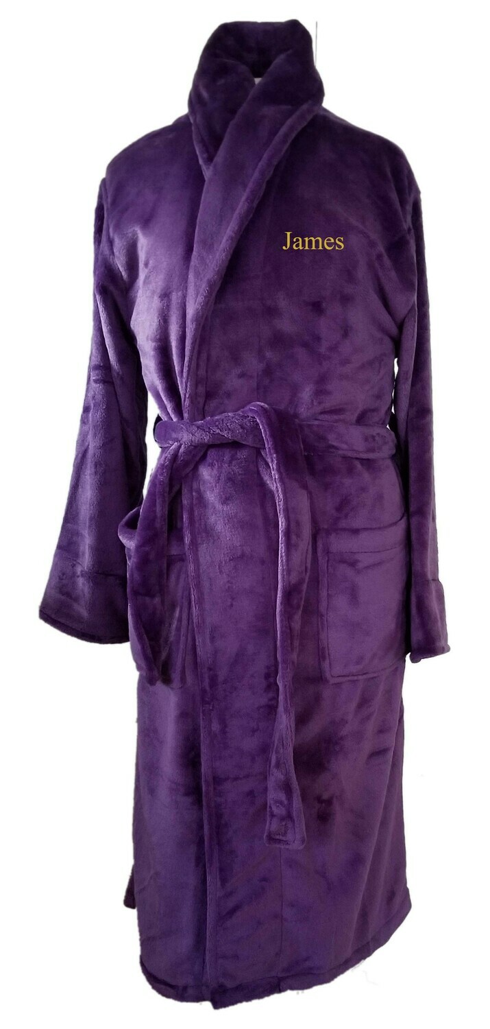 Microfiber Plush Luxury Robe Monogram Personalized Purple