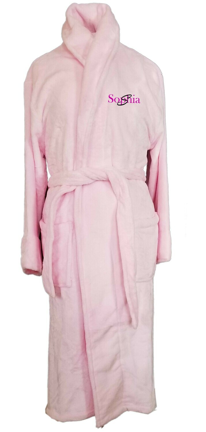 Women's Microfiber Plush Luxury Robe Monogram Personalized Pink