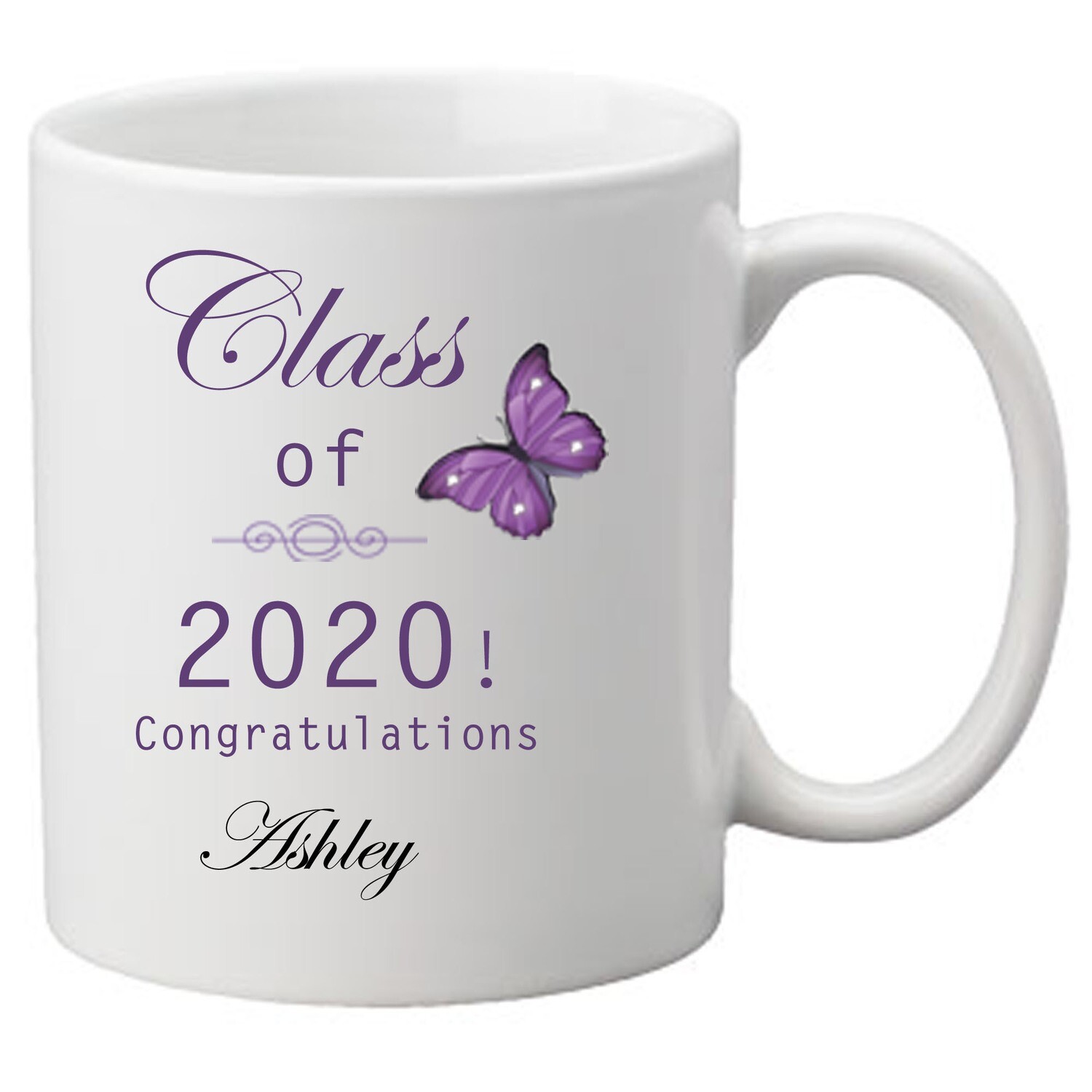 Personalized Coffee Mug Class of 2020 Highlighted Butterfly Name Gifts for the Grad